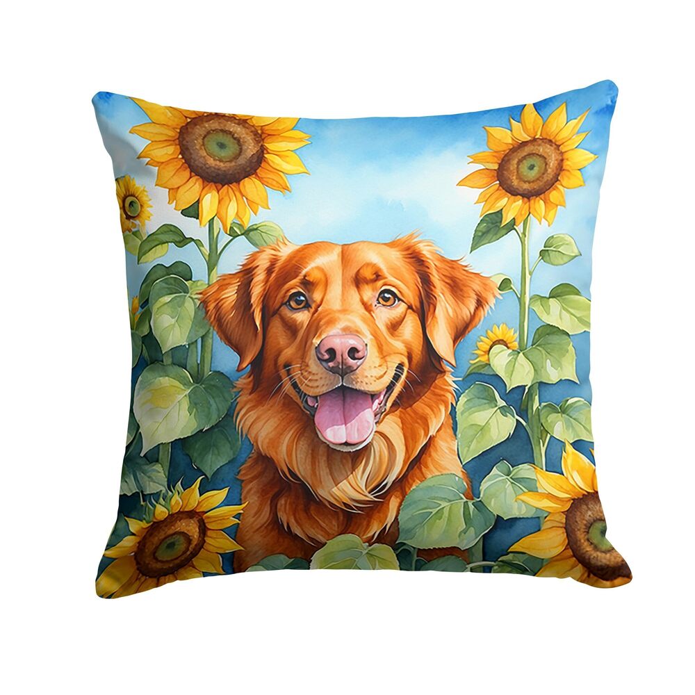 3691 in Sunflowers Throw Pillow, 14Hx14W, Nova Scotia Duck Tolling